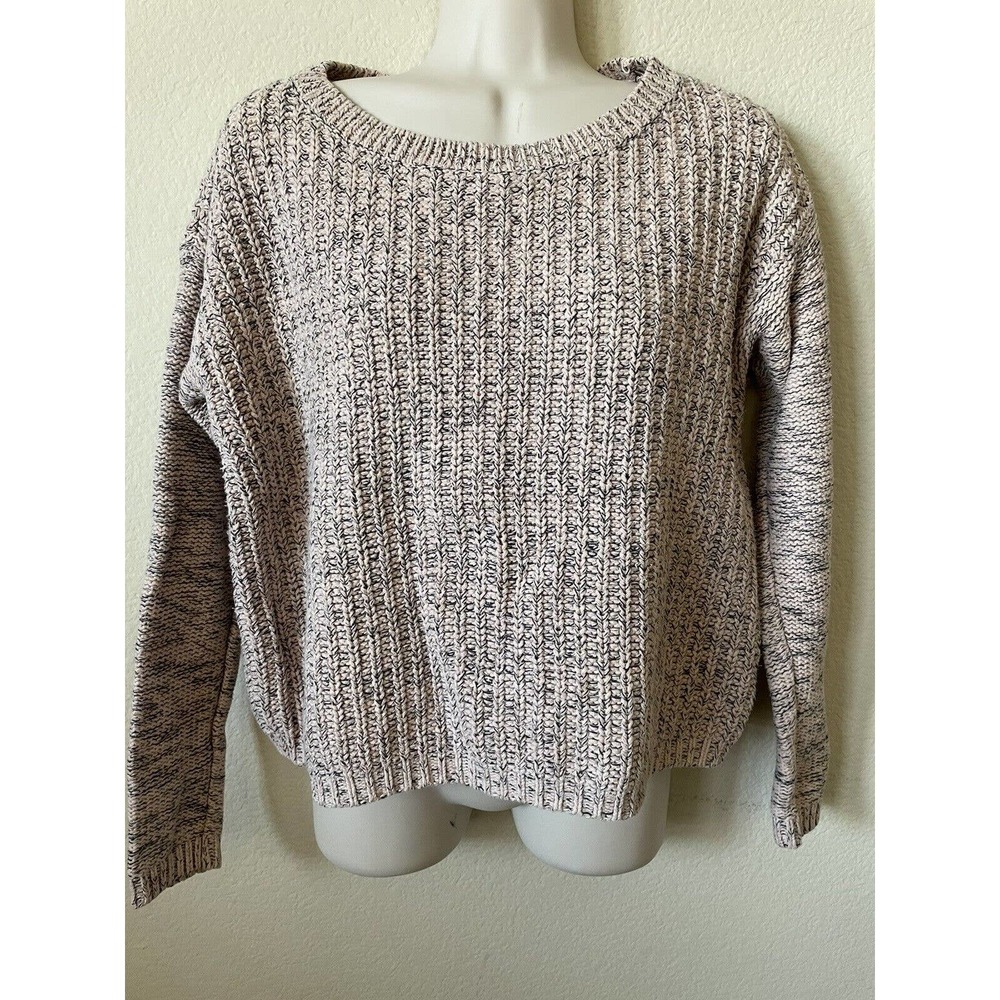 Forever 21 Blush Pink Black Long Sleeve Thick Cable Women’s Sweater Top Size S